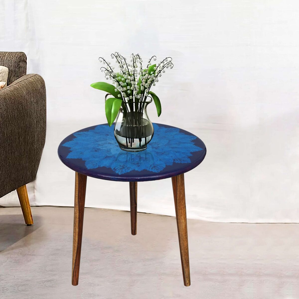 Wooden Round Side Table | Epoxy End Table | Coffee Table | Mid Century Modern Resine | Living Room Furnitur - Image 2