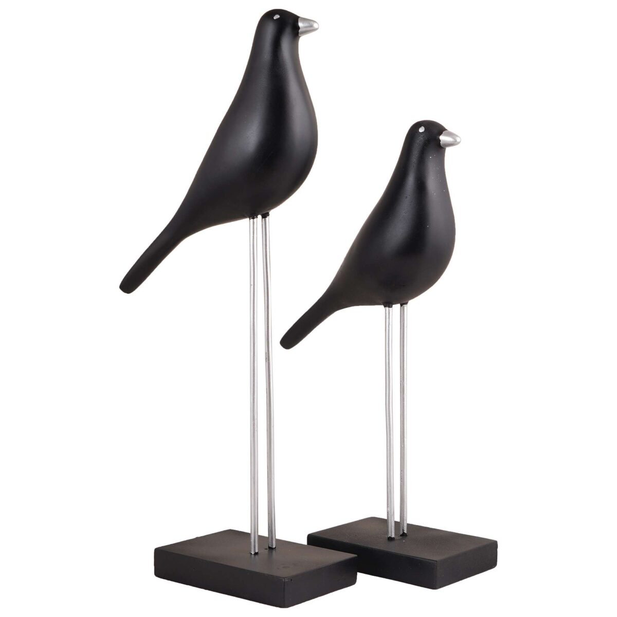 Sparrow Bird Home Decor showpiece on Iron Stand (Black Silver) - Image 2