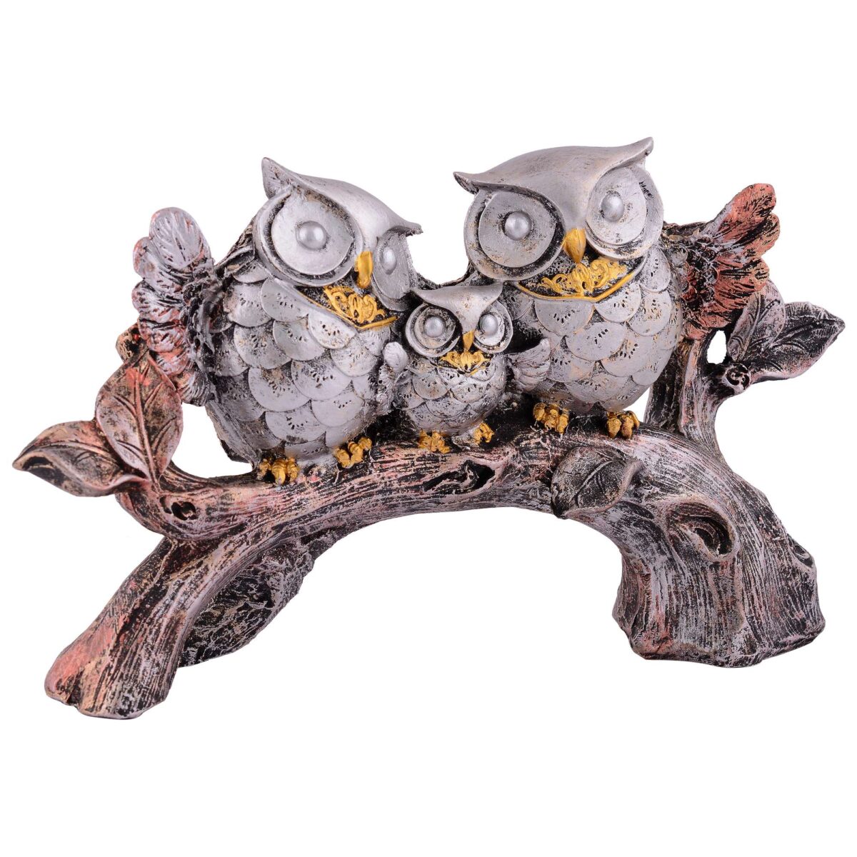 Owl Family Sitting on Tree Decorative Bird Showpieces Statue for Home Decor Living Room Bedroom Wall Shelf Table Top Garden Decoration Items -1 - Image 3