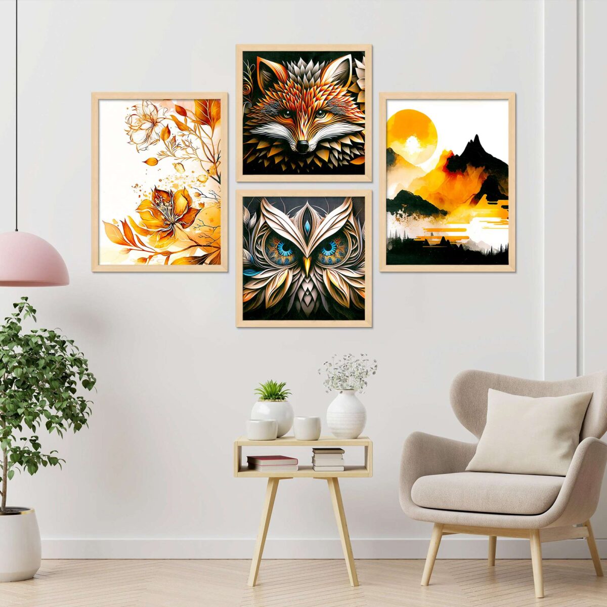 SET OF 4 DIGITAL WALL PAINTING