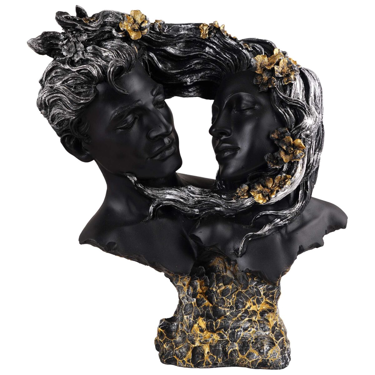 Love Couple Face Statue black and golden Showpiece for Home Decor  Valentine Day Gift | Resin Decorative Showpiece  showpiece